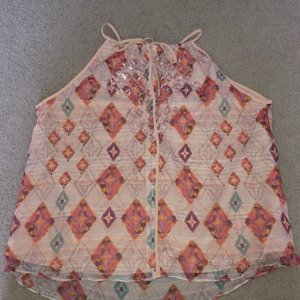 halter tank top with sequin detail